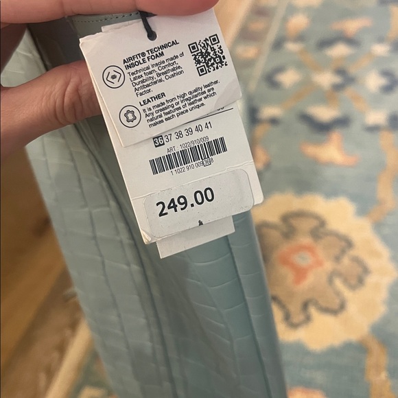 Zara blue leather croc pointed heel boot size 6 - Picture 10 of 11